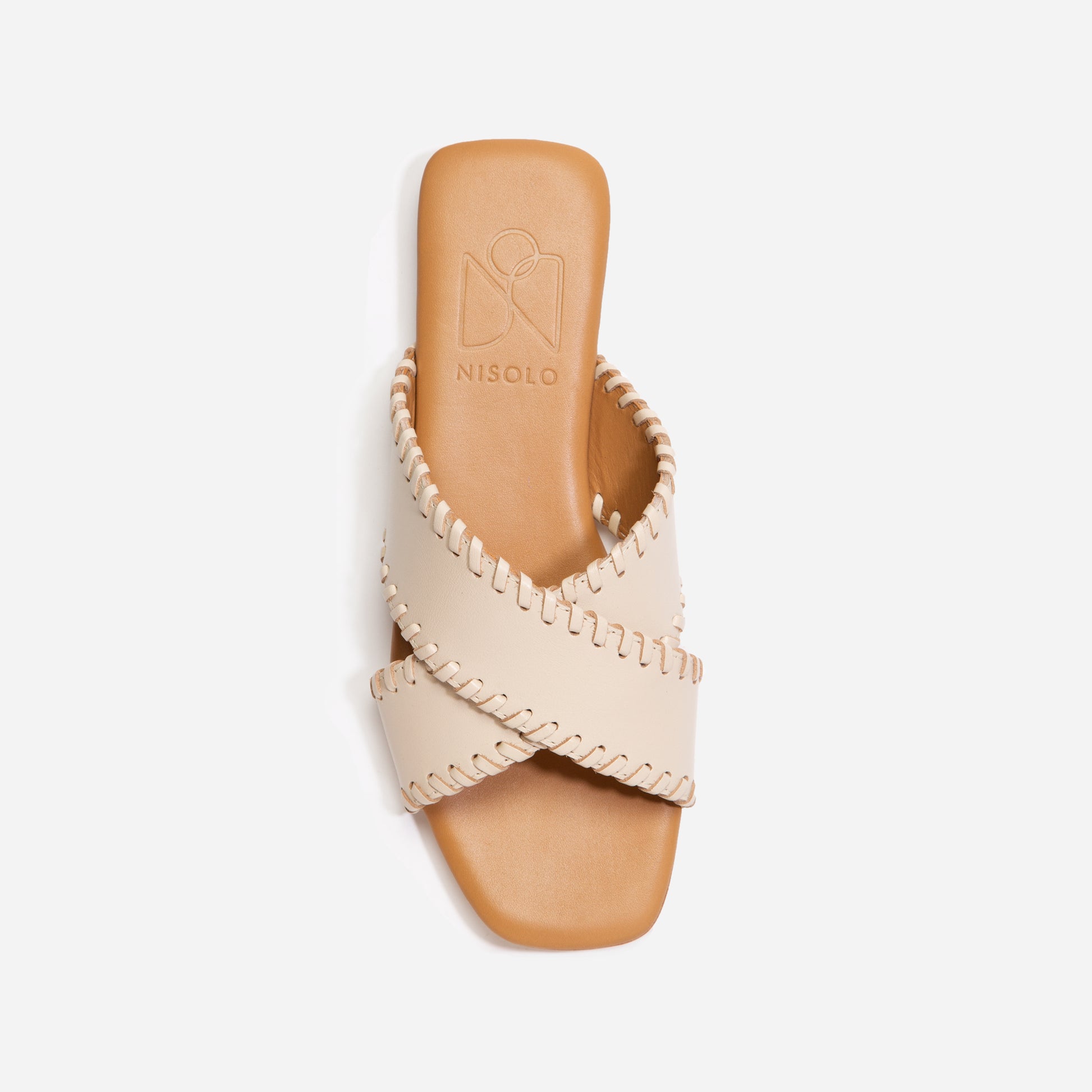 Catalina Sandal Whipstitch Pearl