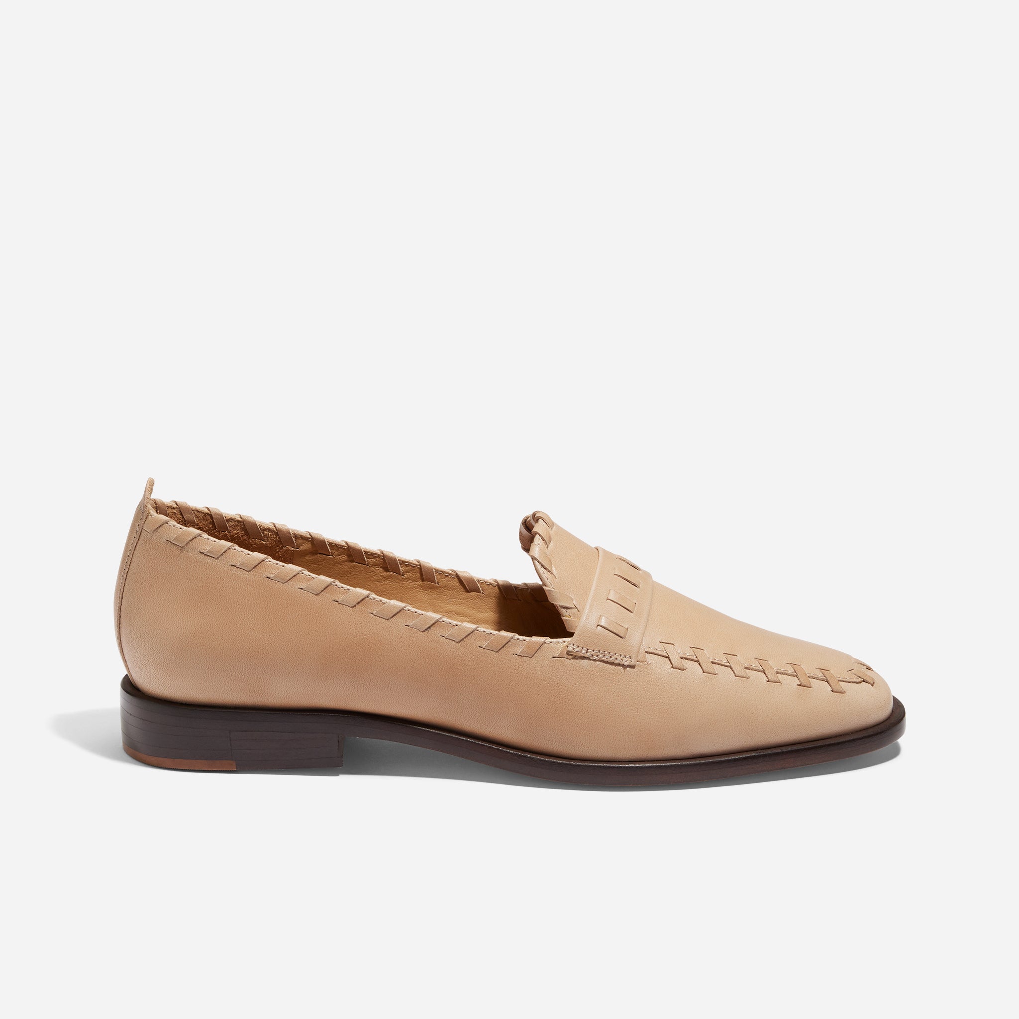 Lidia Whipstitch Loafer Almond