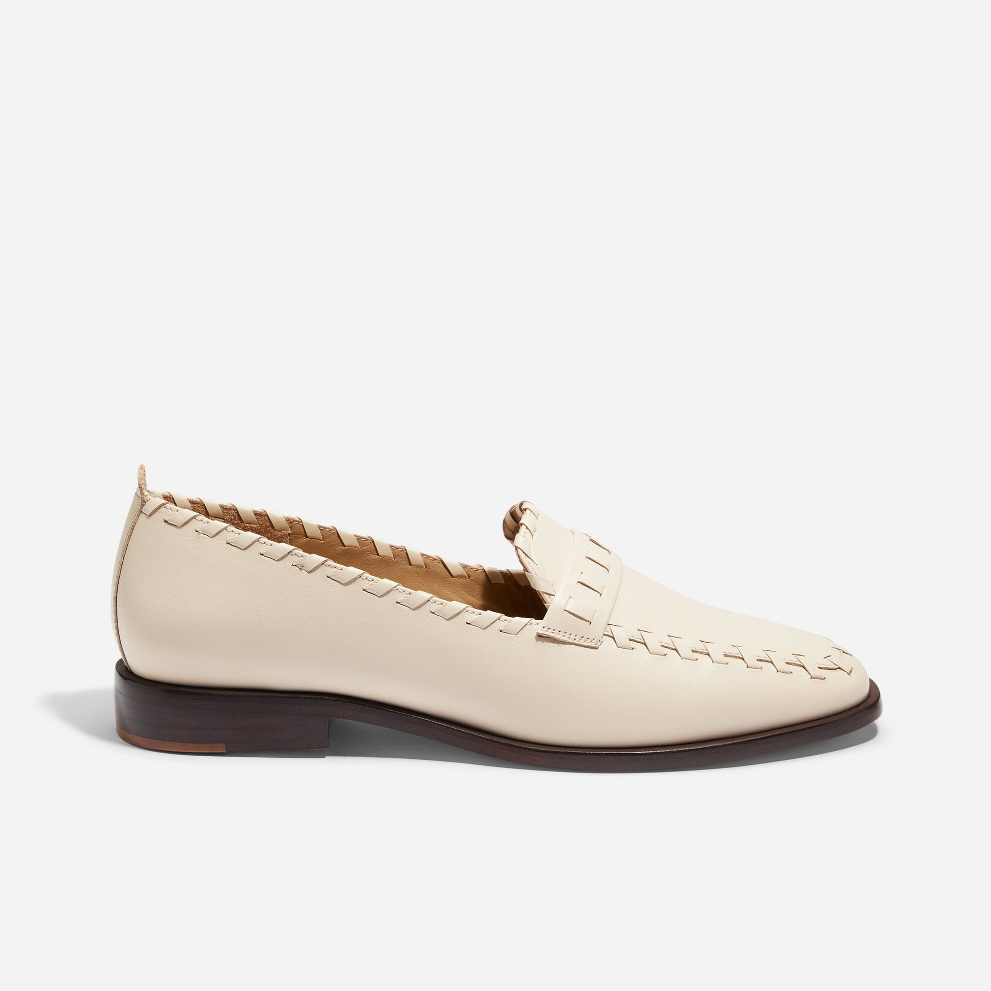 Lidia Whipstitch Loafer Pearl