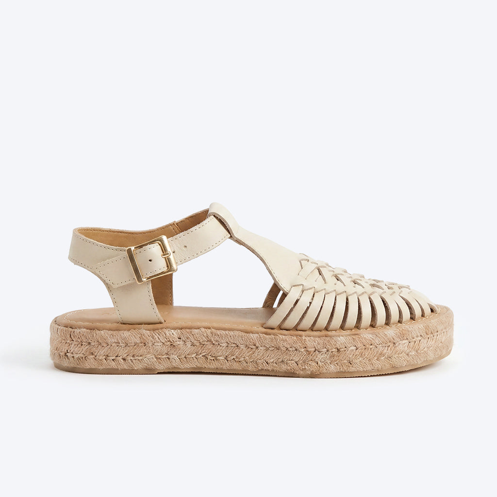Huarache T-Strap Espadrille Sandal Bone