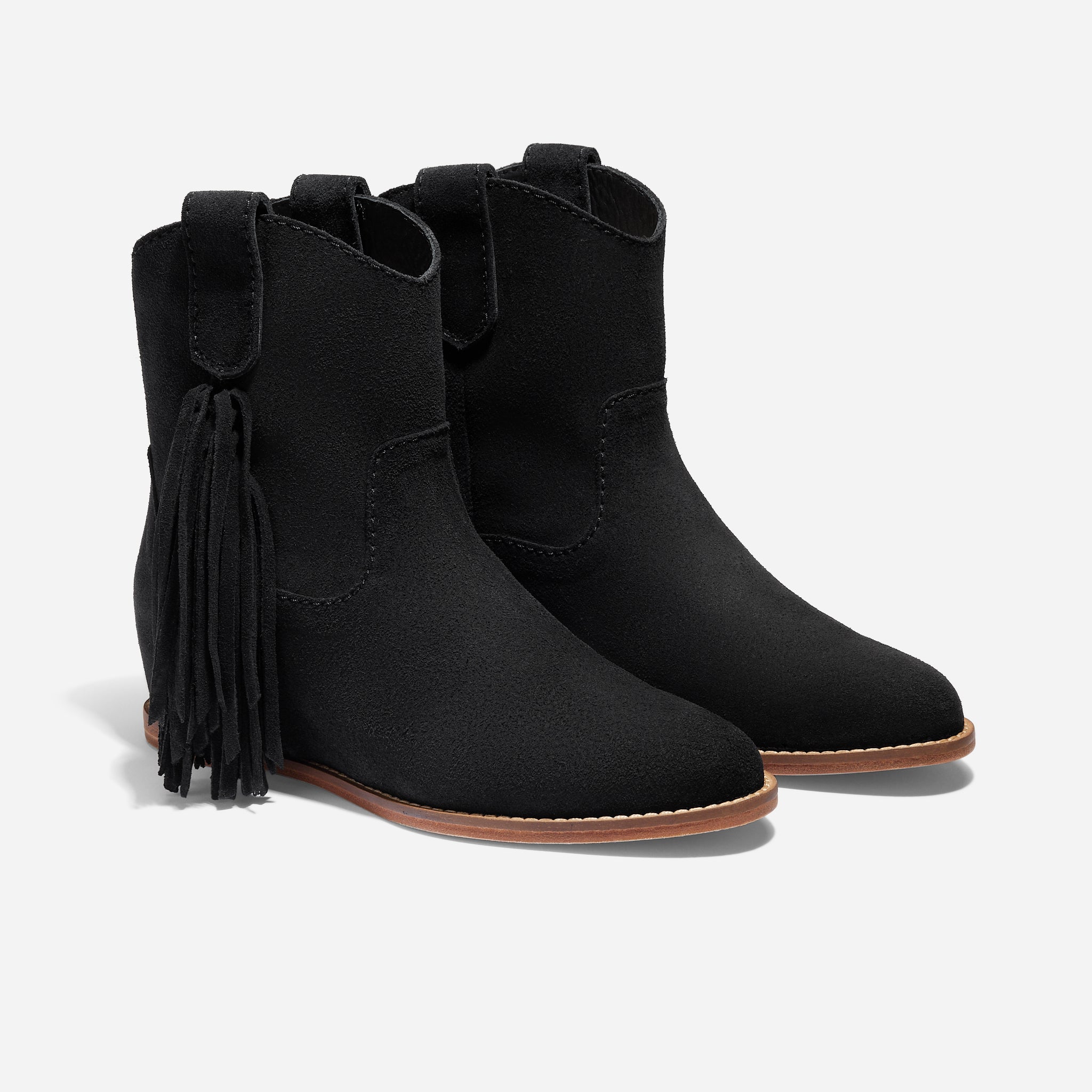 Amaya Fringe Bootie Black Suede
