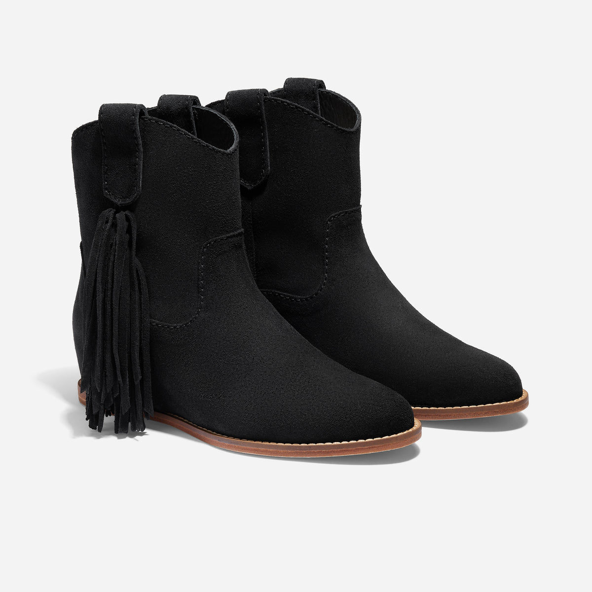 Amaya Fringe Bootie Black Suede
