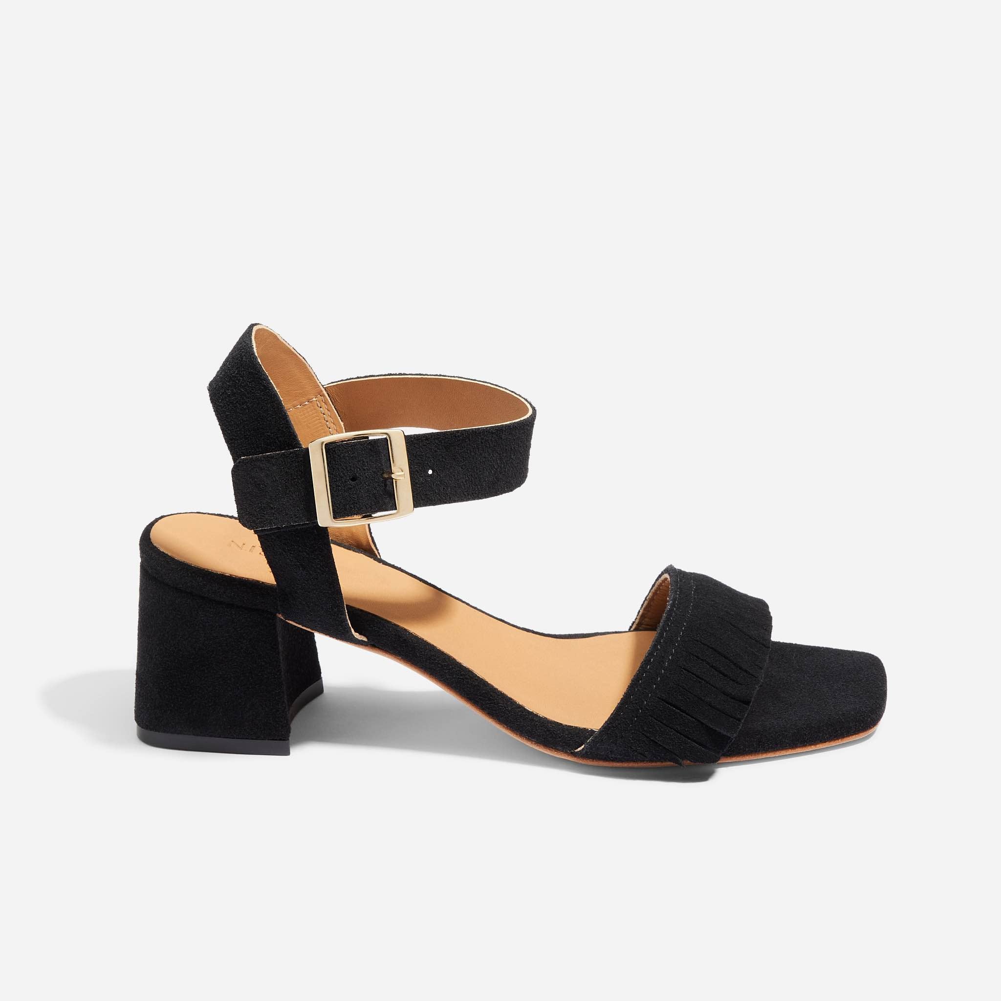 Stella Fringe Heel Sandal Black Suede