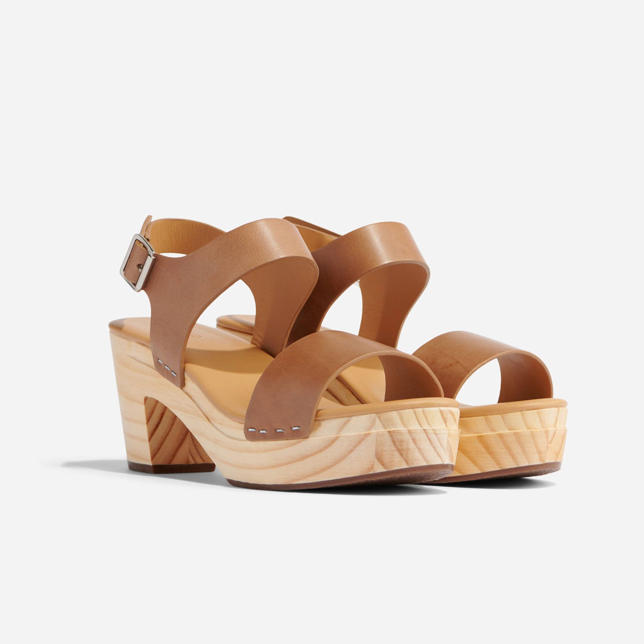 All-Day Open Toe Clog Almond Women's Leather Sandal Nisolo 