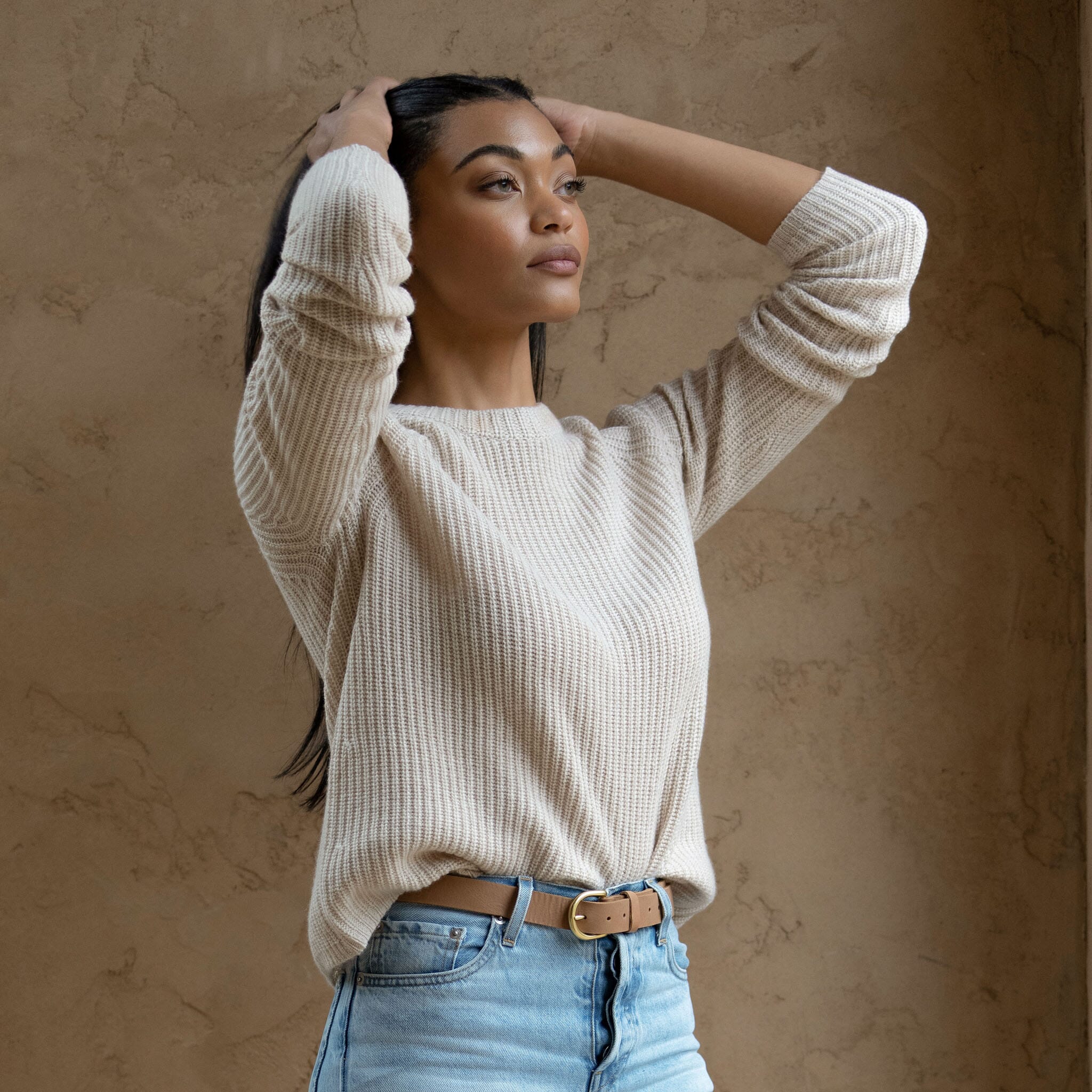 Noemi Belt Almond Leather Belt Nisolo 