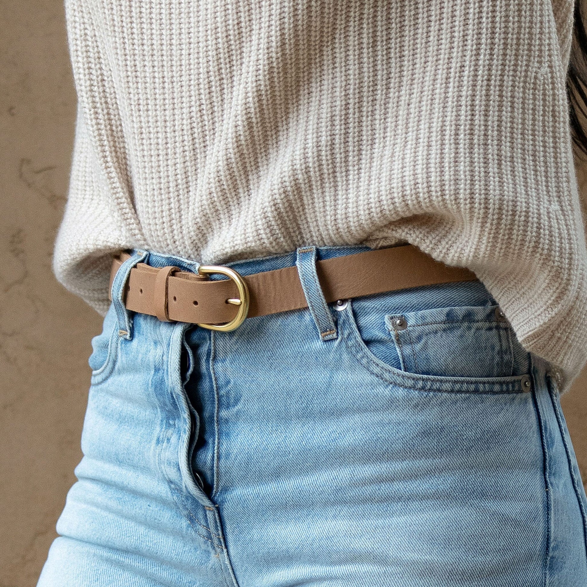 Noemi Belt Almond Leather Belt Nisolo 