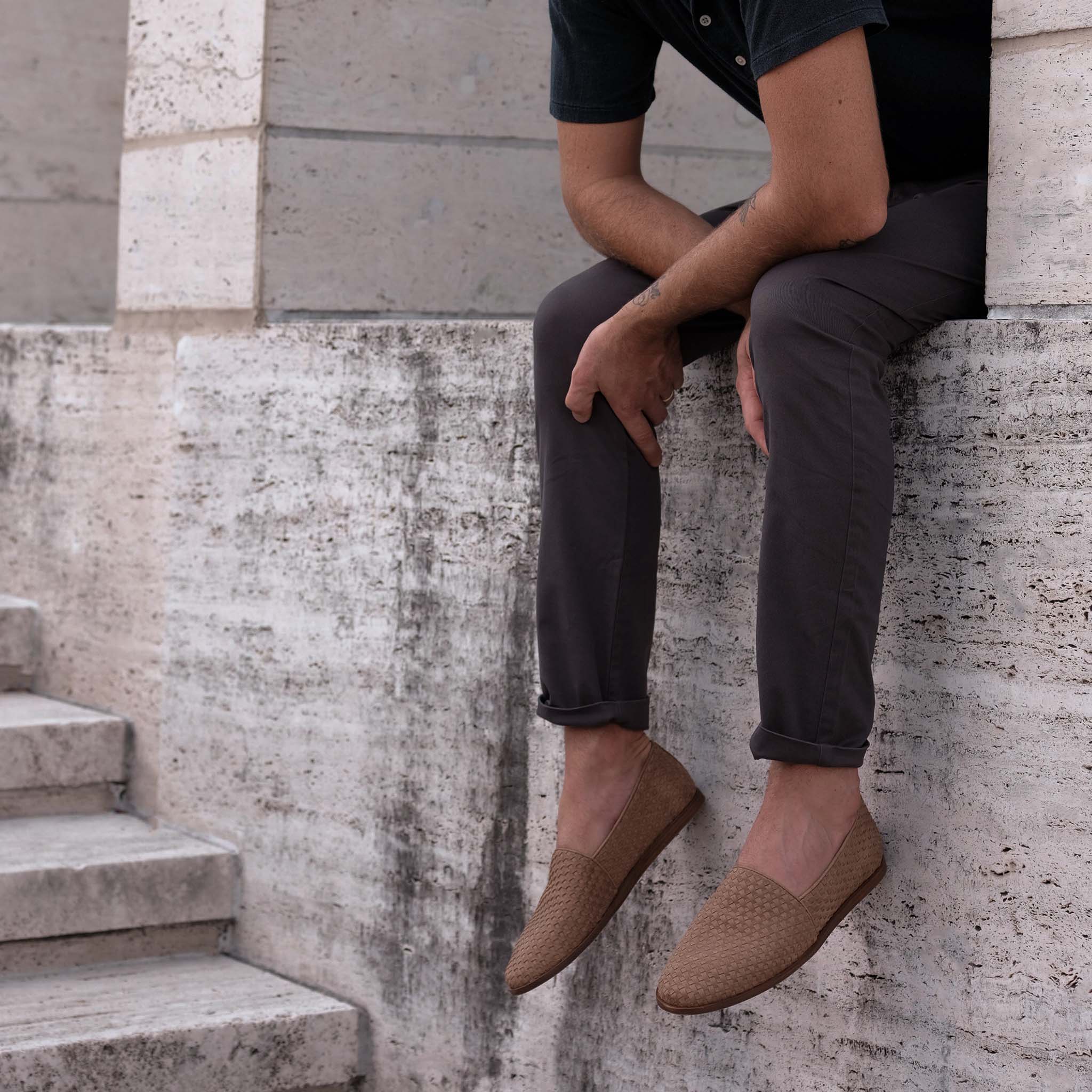 Image 3 of the Alejandro Woven Slip On Tobacco on model